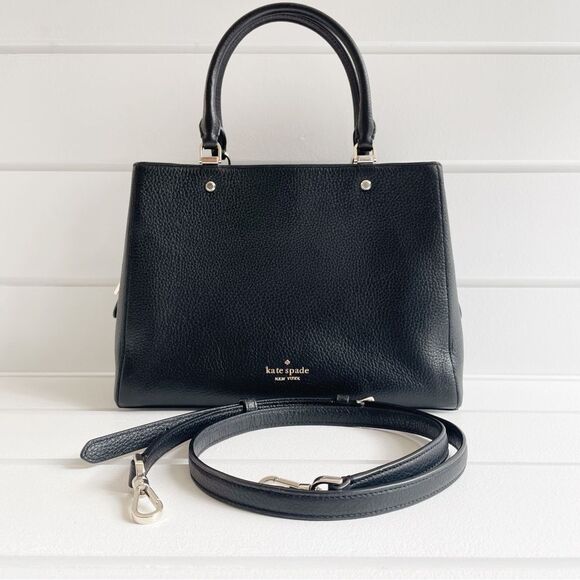 Kate Spade Leila Medium Triple Compartment Satchel Crossbody Bag Black - Picture 3 of 12